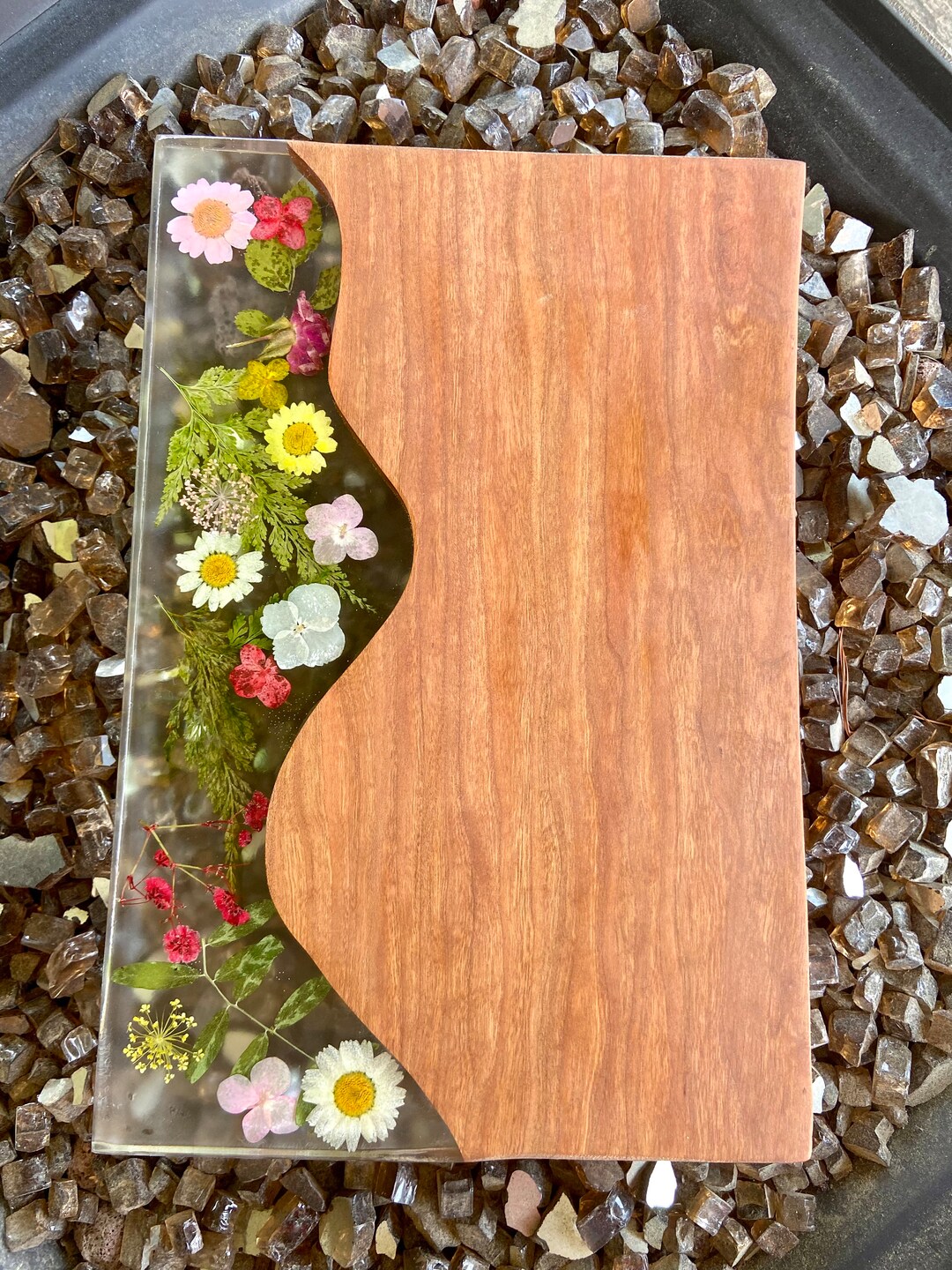 Cherry Wood Flower Resin Cutting Board Flower Charcuterie Boardcheese