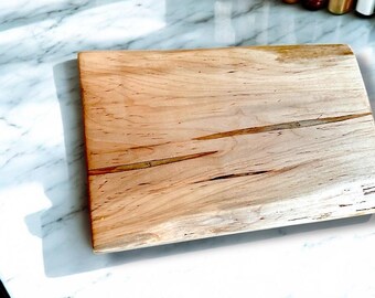 Handcrafted Ambrosia Maple Cutting Board: Rustic Live Edge Charcuterie Board