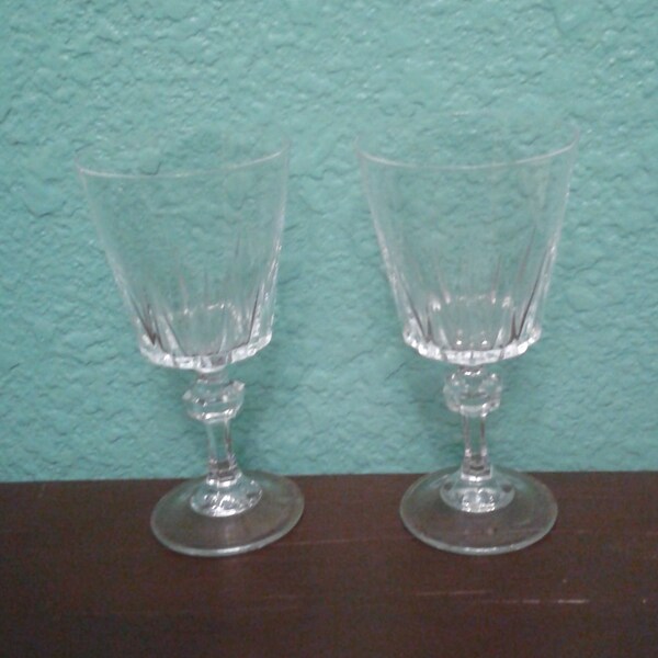 Two clear wine glasses
