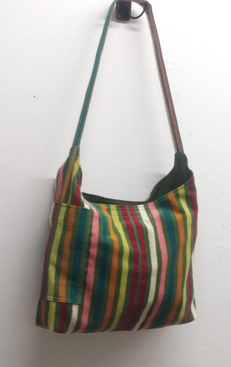 Striped Corduroy Hobo Bag in Teal Green Pink Beige Gold Small | Etsy