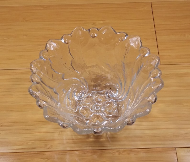 Vintage Small Clear Glass Dessert Bowls with Flower & Leaves Etsy