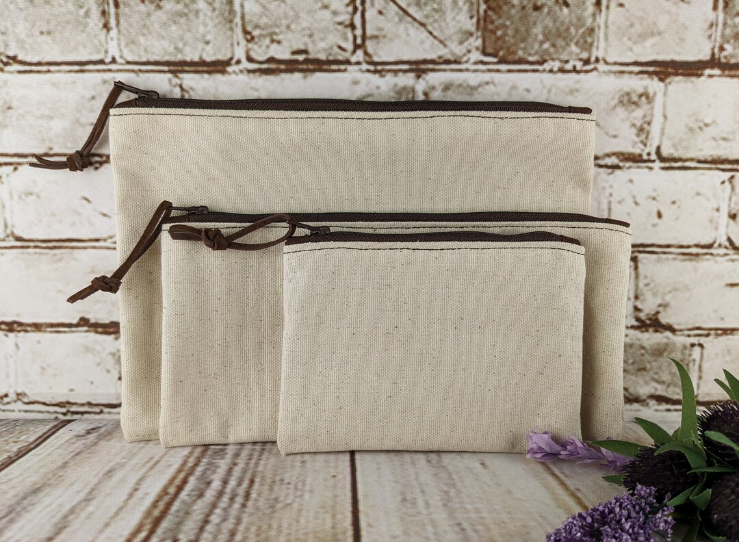 Beige - Handmade Cotton Utility Pouches (Set of 3) 16