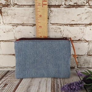 Denim Zipper Pouches in Various Sizes, Small Bags from Recycled Blue Jeans, Handmade Zipper Pouches, Coin Purse, Pencil Pouch, Cosmetic Bag image 7