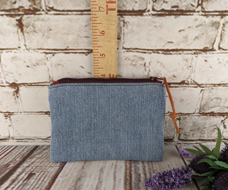 Denim Zipper Pouches in Various Sizes, Small Bags from Recycled Blue Jeans, Handmade Zipper Pouches, Coin Purse, Pencil Pouch, Cosmetic Bag image 7