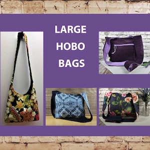 Hand Made Hobo Bag Purses with Coordinating Solid & Print Fabrics, 35&quot; Cross Body Bags,  Shoulder Bags Sold Individually