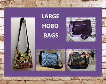 Several Hand Made Hobo Bag Purses with Coordinating Solid & Print Fabrics, 35" Cross Body Bags,  Shoulder Bags Sold Individually