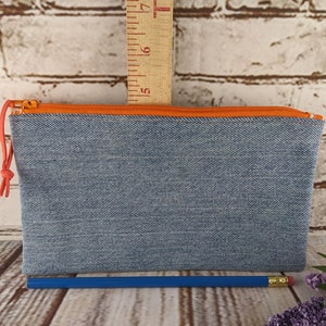 Denim Zipper Pouches in Various Sizes, Small Bags from Recycled Blue Jeans, Handmade Zipper Pouches, Coin Purse, Pencil Pouch, Cosmetic Bag image 5
