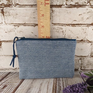 Denim Zipper Pouches in Various Sizes, Small Bags from Recycled Blue Jeans, Handmade Zipper Pouches, Coin Purse, Pencil Pouch, Cosmetic Bag image 8