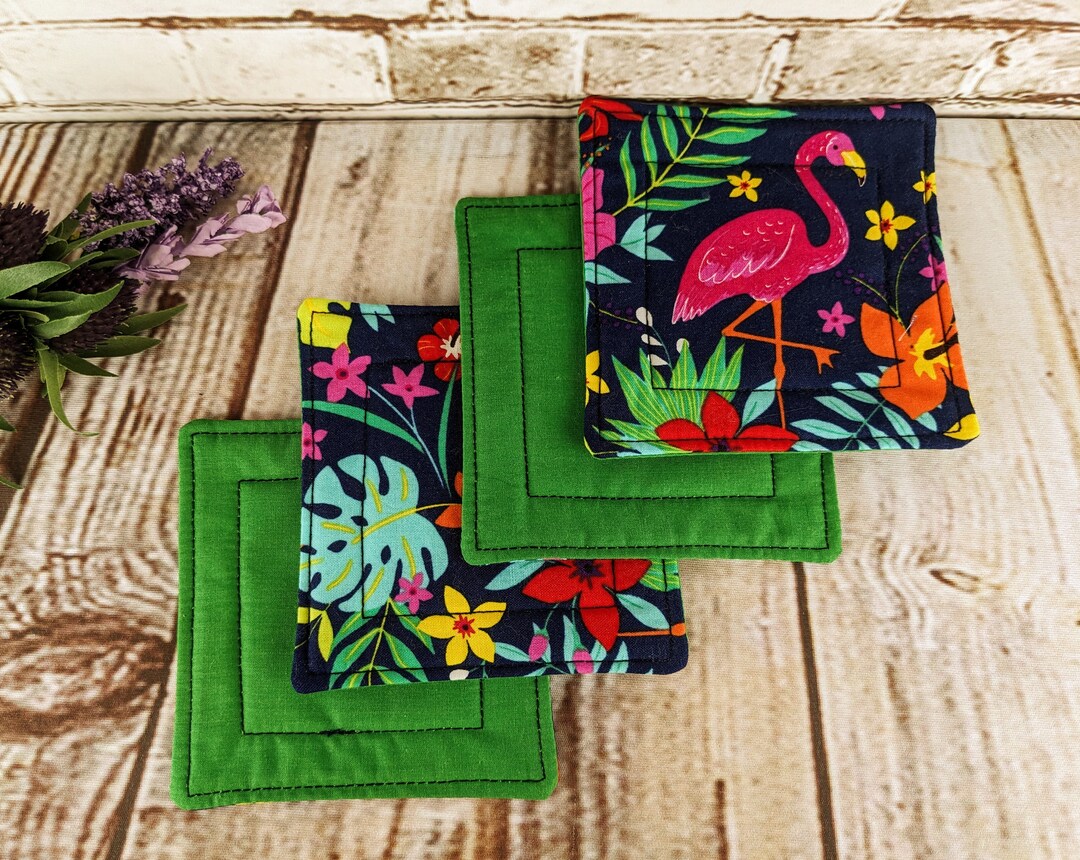 Handmade Fabric Coasters Set of 4 Square Mug Rug Coaster With Etsy