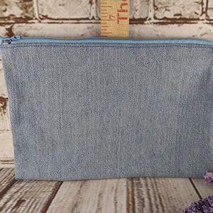 Denim Zipper Pouches in Various Sizes, Small Bags from Recycled Blue Jeans, Handmade Zipper Pouches, Coin Purse, Pencil Pouch, Cosmetic Bag image 3