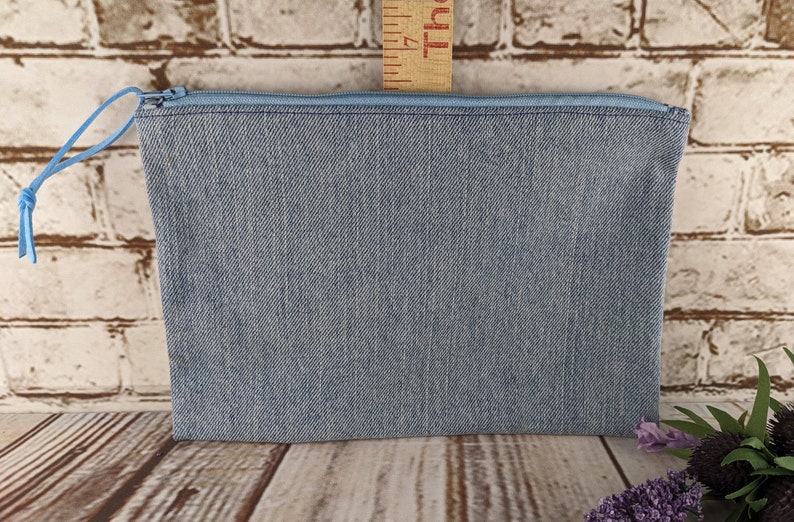 Denim Zipper Pouches in Various Sizes, Small Bags from Recycled Blue Jeans, Handmade Zipper Pouches, Coin Purse, Pencil Pouch, Cosmetic Bag image 3