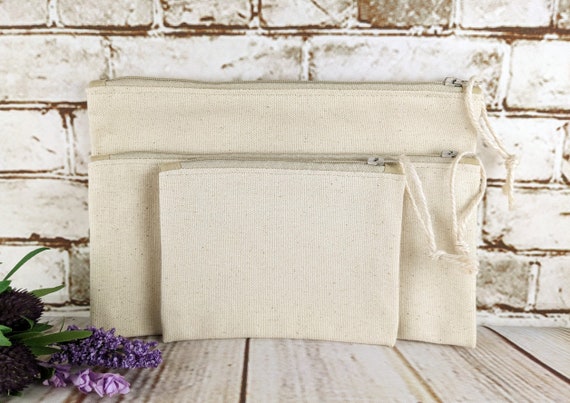 Natural Canvas Pouch With Beige Zipper Handmade Zipper Pouches Unlined Coin Purse Economical Pencil Pouch Zipped Cosmetic or Project Bag Etsy