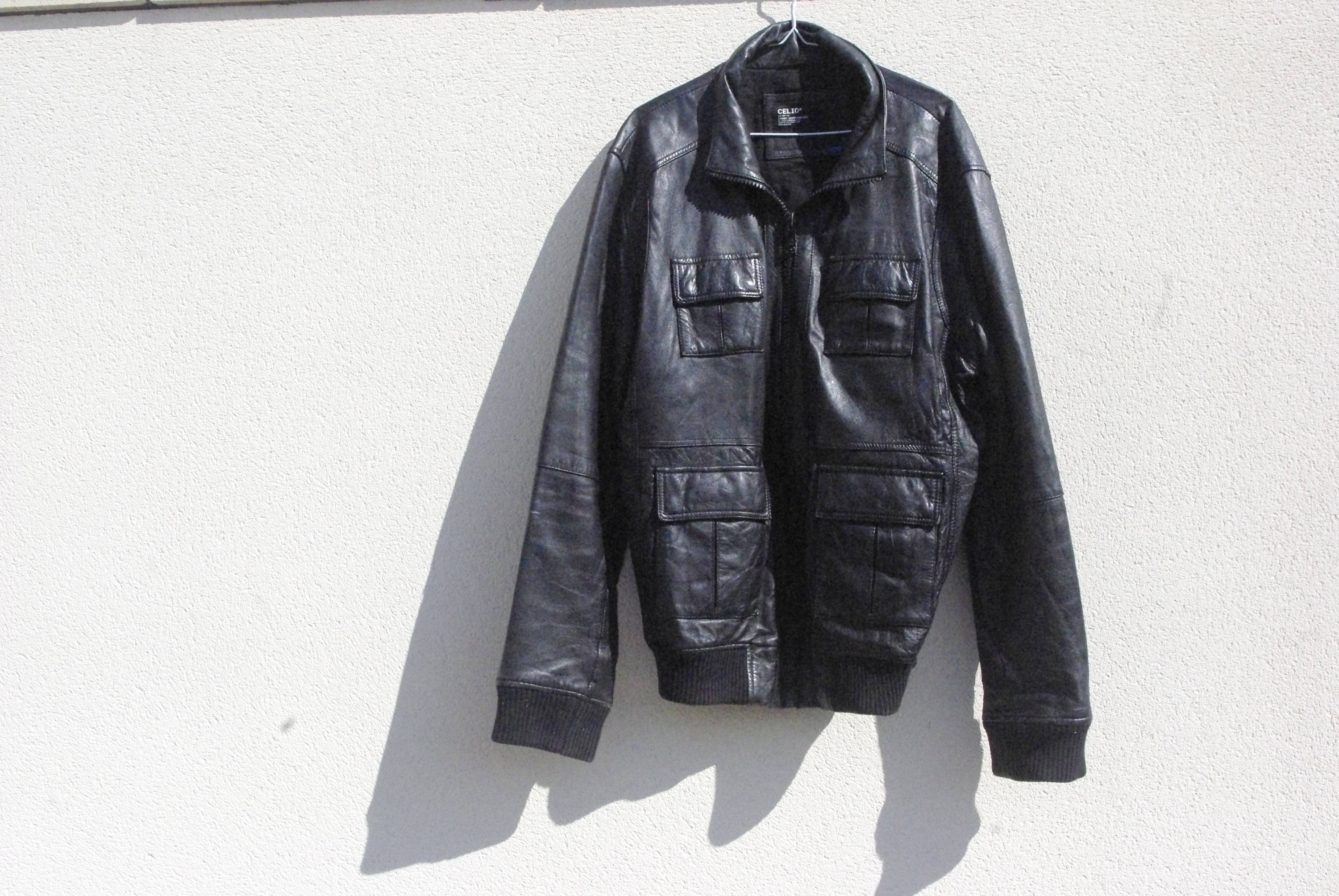 Black Leather Jacket Vintage Coat Men's 