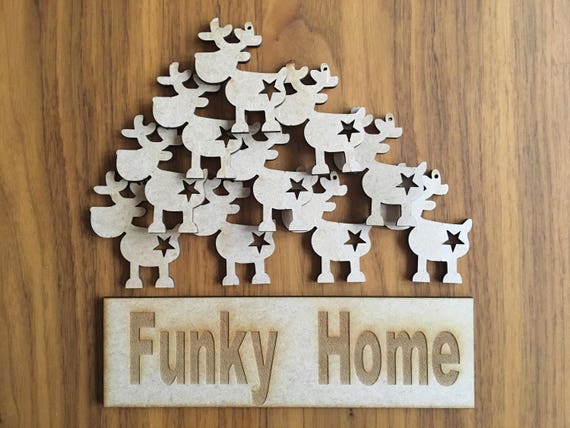 Christmas Reindeer decoration idea Reindeer Traditional MDF wooden craft shape
