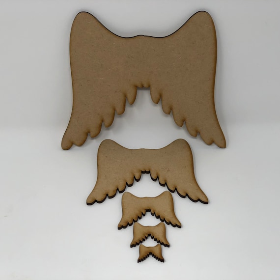3mm MDF Wooden Laser Cut Shapes Various Sizes Angel Wings