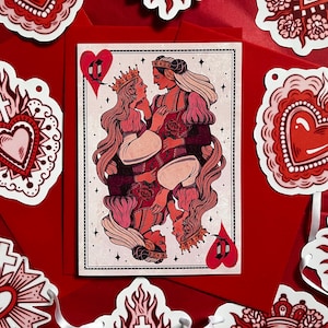 Carte Saphique Reine de coeur pour la Saint-Valentin