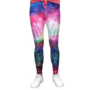 Galaxy Leggings, Space Leggings, Cactus Leggings, Cactus Print, Printed Activewear Pants, Yoga Leggings, Festival Tights, Bright Pattern