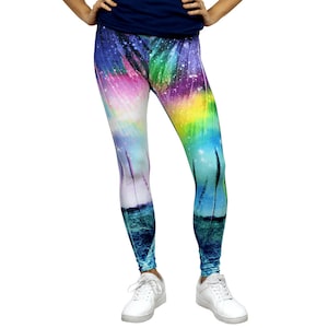 Galaxy Leggings, Space Leggings, Cactus Leggings, Cactus Print, Printed Activewear Pants, Yoga Leggings, Festival Tights, Bright Pattern