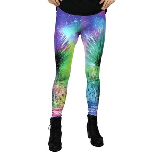Galaxy Leggings, Space Leggings, Cactus Leggings, Cactus Print, Printed Activewear Pants, Yoga Leggings, Festival Tights, Bright Pattern image 6