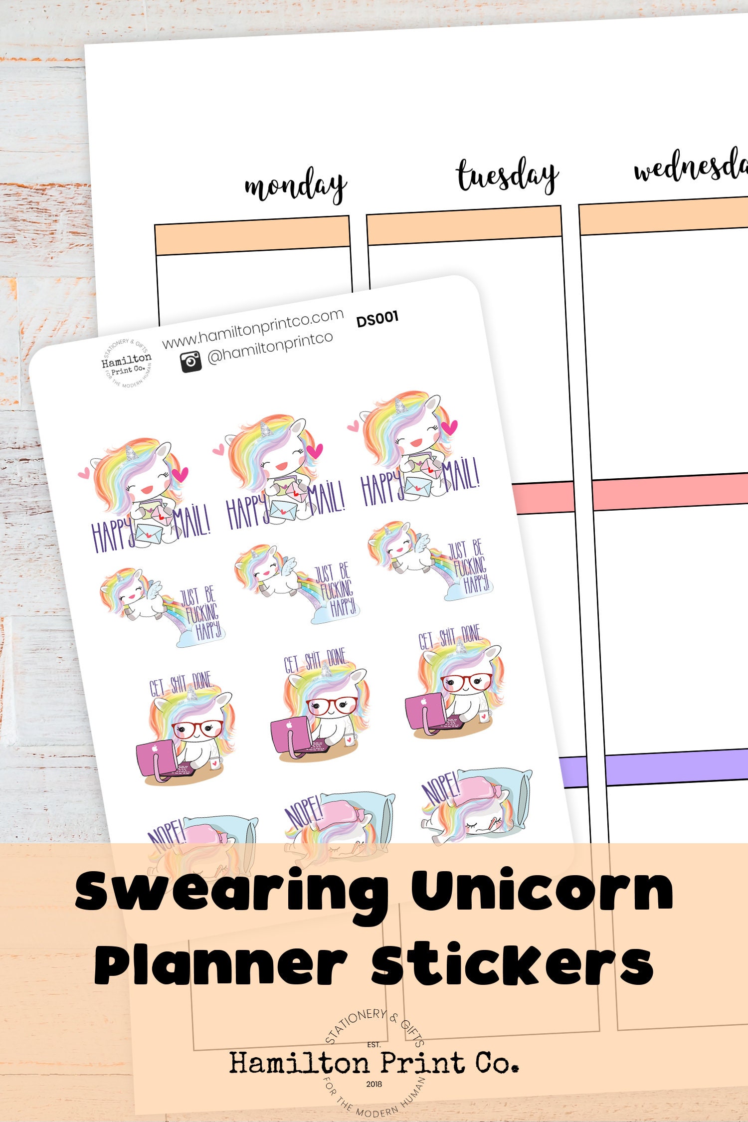 Swearing Unicorns Planner Stickers Cute Rainbow Unicorn Etsy