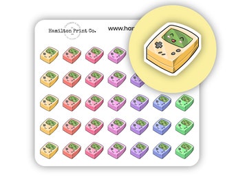 Kawaii Gameboy Planner Stickers, Tiny Colourful Gamer Icons for your Planner, Bullet Journal or Hobonichi Weeks | MS110