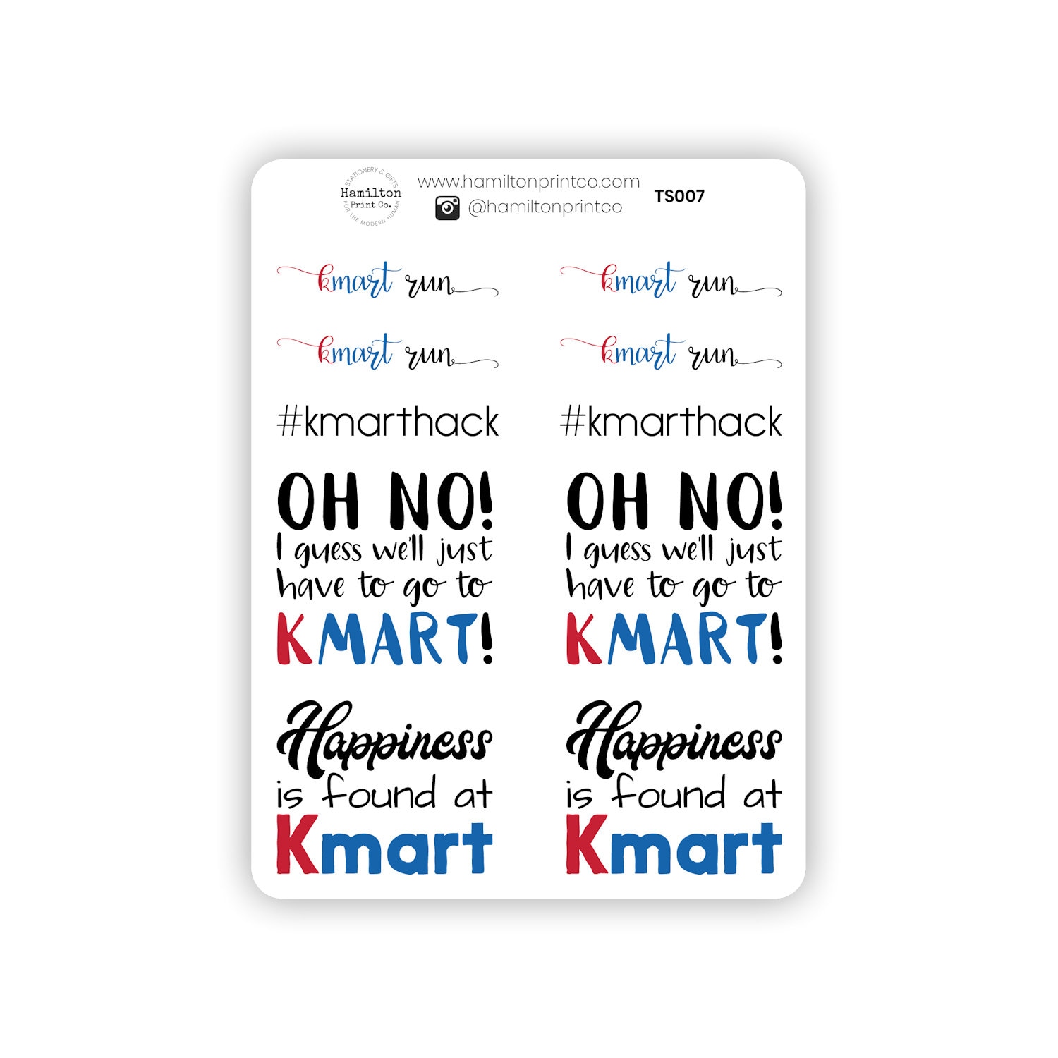 Kmart Run Text Stickers Quote Stickers for Your Planner Etsy