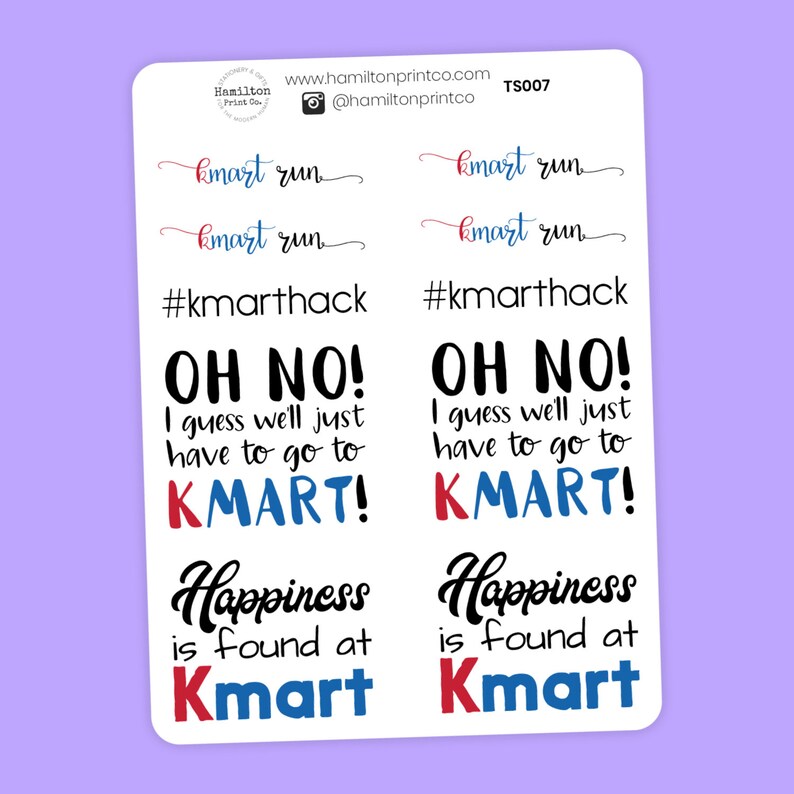 Kmart Run Text Stickers Quote Stickers for your Planner Etsy