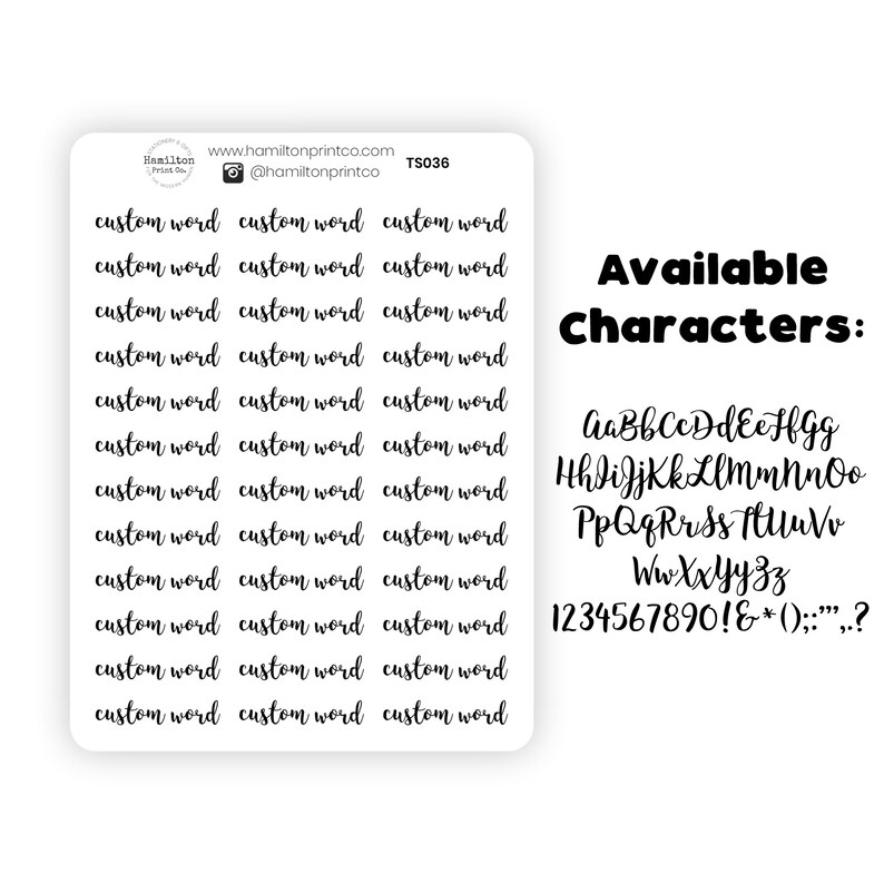 CUSTOM Word Stickers Personalisation of Script Sticker to Use Etsy