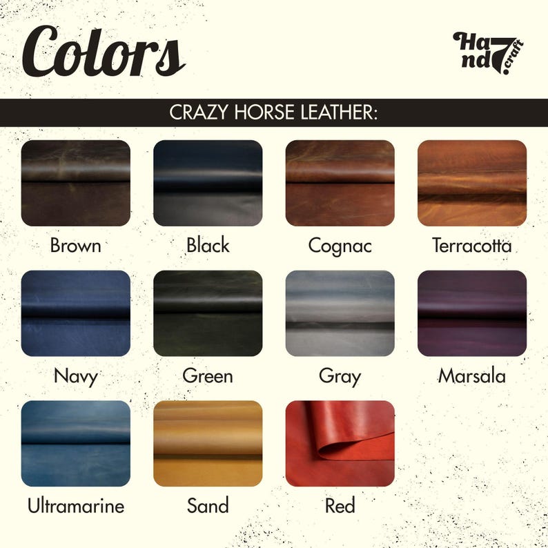 a collection of various colored leather samples, including brown, black, cognitiveac, terracotta, navy, green, gray, marsala, Ultramarine, and sand.