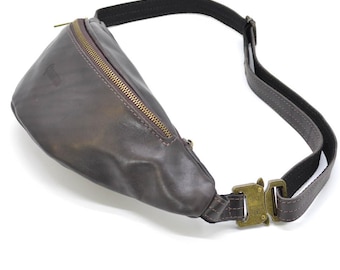 Leren heuptas, herenheuptas met twee vakken, echte grijze leren schoudertas, cadeau onder 60 dollar, leren heuptasje