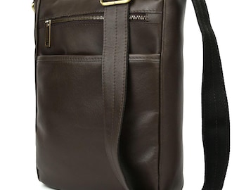 Borsa a tracolla da uomo in vera pelle, realizzata a mano, ideale come borsetta a spalla, piccola borsa per laptop o da tavolo.