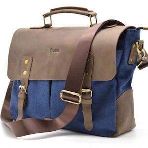 Men&#39;s satchel leather + canvas RK-3960-4lx from the Ukrainian brand TARWA