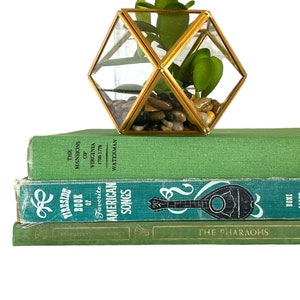 Vintage Green Book Stack: Shabby Chic Home Staging Decor