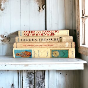 Vintage Antique Books Stack Collection, Books About Antiques, Set of 4 Decorator Books, Antique Collector Books