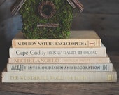 Vintage Coffee Table Books in Tan or Beige Oversized Neutral Book Set of 5 Home Staging Decorator Art Books Stack Bookshelf Styling Decor