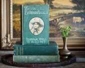 Old Vintage Green Books Rustic Shabby Book Stack in Greens Set 3 Antique Decorative Collection in Table or Bookshelf Decoration Home Decor