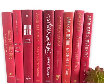 Red Book Set, Modern Home Decor, Curated Bookshelf Styling