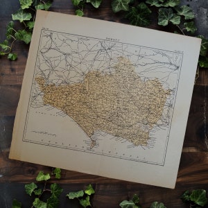 Antike 1891 Dorset Karte Buch Plattenkunst, antike Dorset England Karte, Vereinigtes Königreich Karte Wandkunst, England Wohnkultur Karte