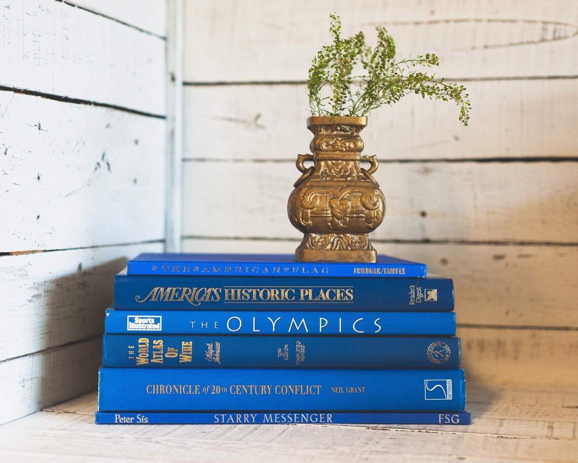 BLUE Coffee Table Books Large Oversized Book Stack in Royal Etsy
