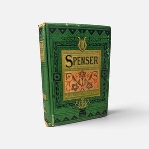 Antique 1800's The Faerie Queene by Edmund Spenser, Victorian Book, Green and Gold Gilt Hardcover