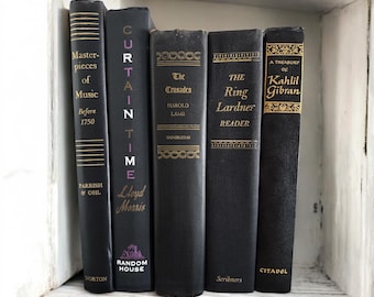 Vintage Black & Gold Book Set: Shabby Chic Decorative Books