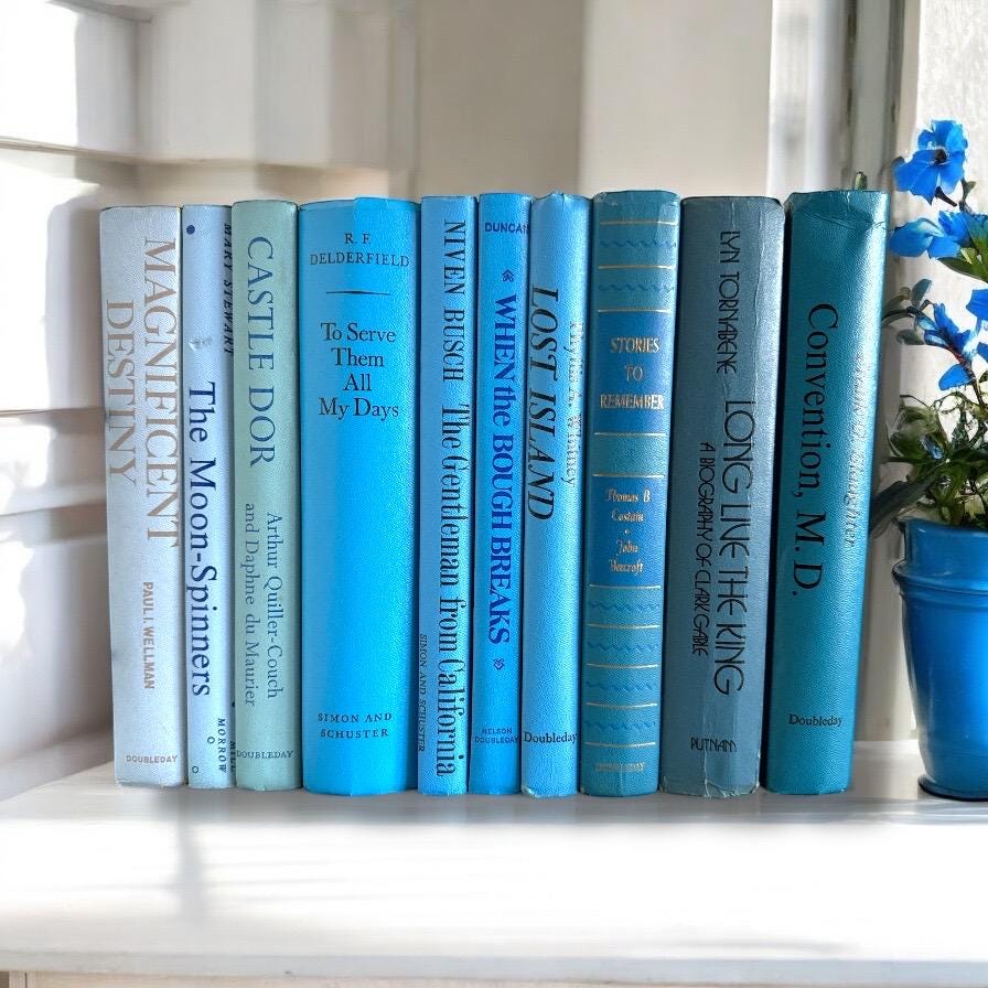 Vintage Ombre Blue Book Stack: 1960s-70s Decorative Books
