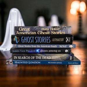 Ghost Story Books, Vintage Collection of Ghost Stories, Halloween Party Shelf Decorations, Spooky Scary Stories Home Decor, Haunted House