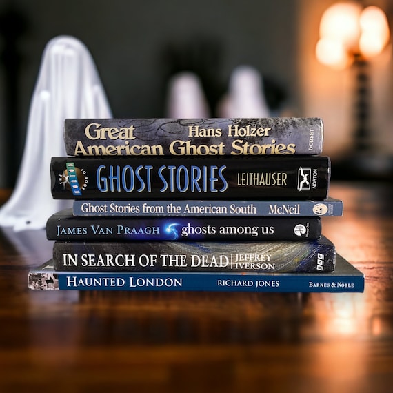 Vintage Ghost Story Book Collection: Spooky Halloween Decor, Set of 6