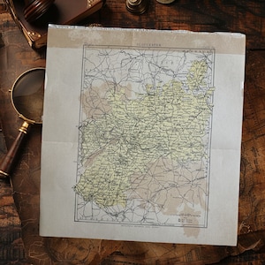 Antique 1891 Real Gloucester England Map Book Plate Art, Antique Gloucestershire Map, United Kingdom Wall Map, Genuine Antique English Map