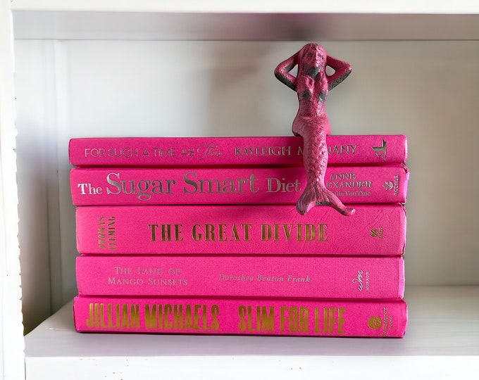 Modern Hot Pink Books Stack, Collection of 5 REAL Interior Decorator ...