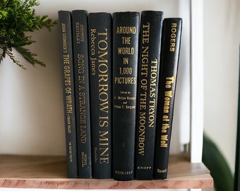 Vintage Black & Gold Book Set: Shelf Decor, 1954-1990 (6 Books)