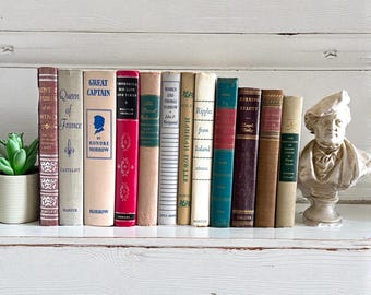 Vintage Decorative Book Set: 12 Classic Literature Books, 1929-1965