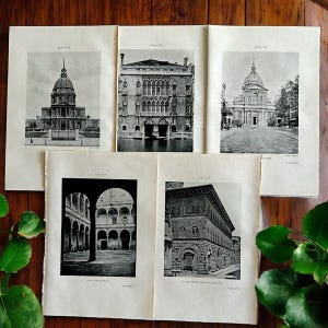 Antique 1925 Ancient Architecture Photographs Art, Gothic Architecture Art, Ancient Architecture Decor, Black and White Landmarks Photograph