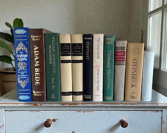 Vintage Hardcover Classic Literature Books Set of 11, Book Lover Gift, Bookshelf Decor